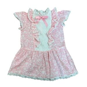 Vintage Sweet Treats Toddler Pink and White Floral Drop Waist Dress Approx. 4T